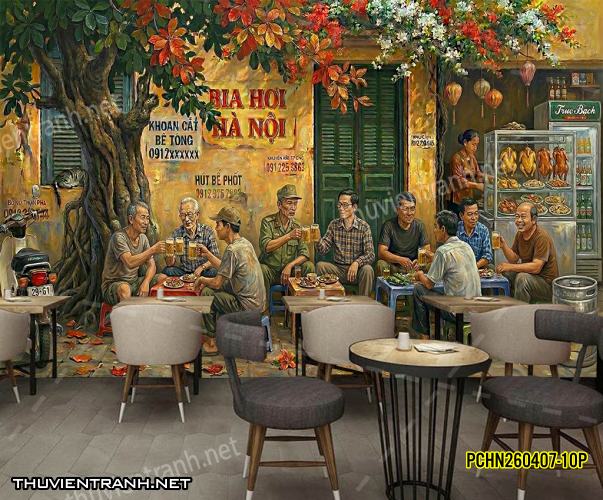 Tranh dán tường Phố cổ Hà Nội, Phố xưa - -PCHN260407-10P - Tranh tường chất lượng cao